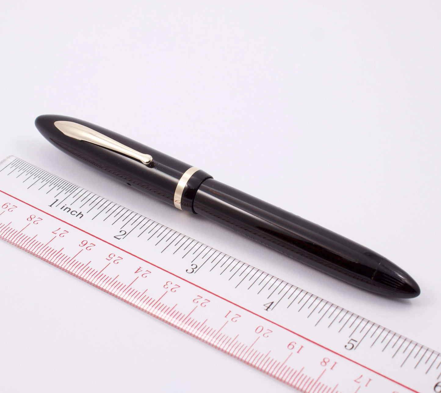 Sheaffer Balance Fountain Pen, Jet Black, Vac-fil, Black, non white dot. Fine number 5 Feather Touch Nib. Sheaffer Balance Ozark Pen Shop