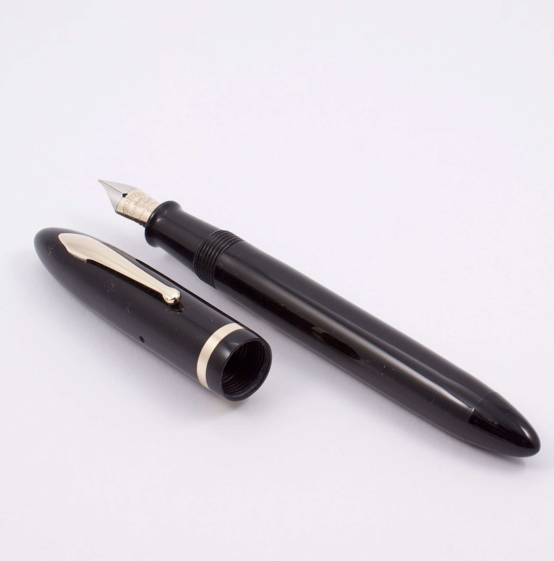 Sheaffer Balance Fountain Pen, Jet Black, Vac-fil, non white dot. Fine number 5 Feather Touch Nib.  Ozark Pen Shop