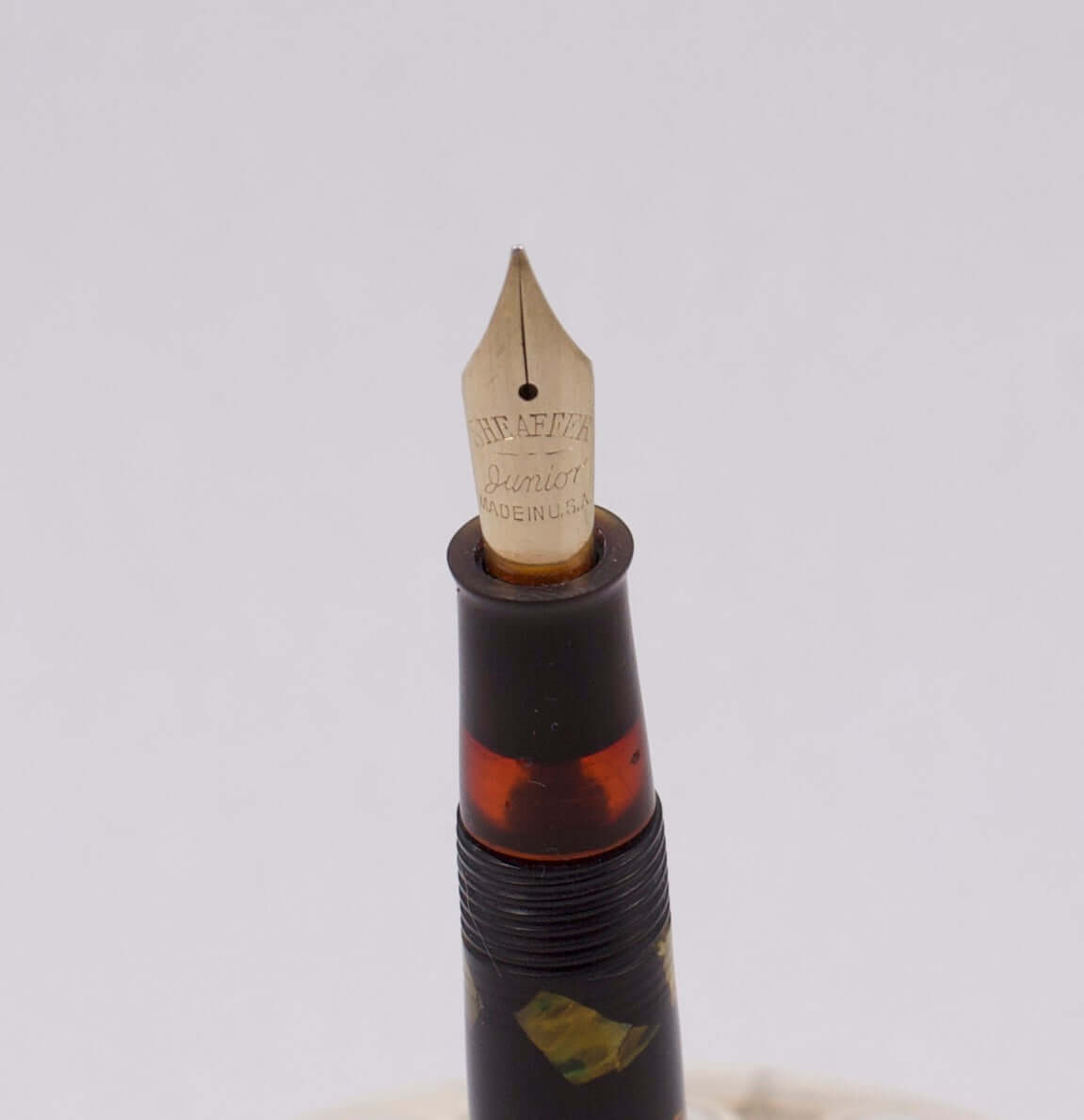 Sheaffer Fountain Pen, Ebonized Pearl, Wide Milled Cap, Lever Fill, 14K Gold Junior Medium Nib, Pen and Pencil Set Ozark Pen Shop