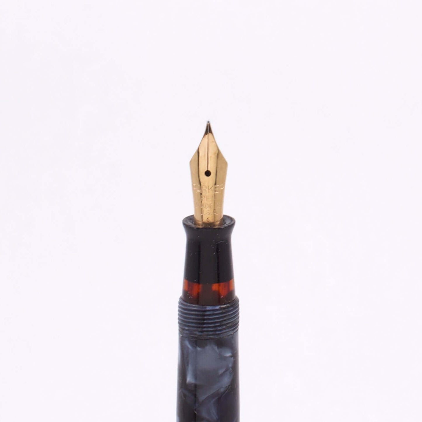 Parker Challenger, Blue Marble, Button Filler, Fine 14K Gold Nib, Restored Ozark Pen Shop