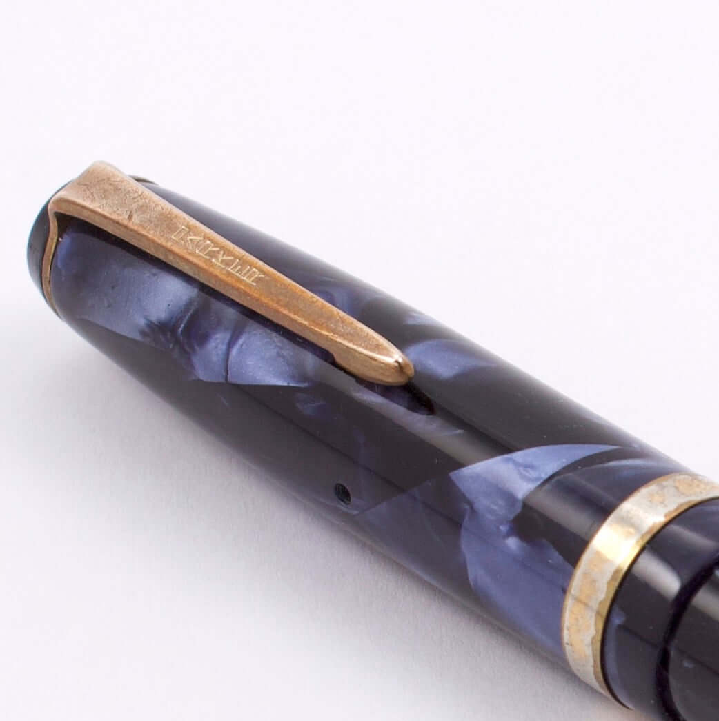 Parker Challenger, Blue Marble, Button Filler, Fine 14K Gold Nib, Restored Ozark Pen Shop