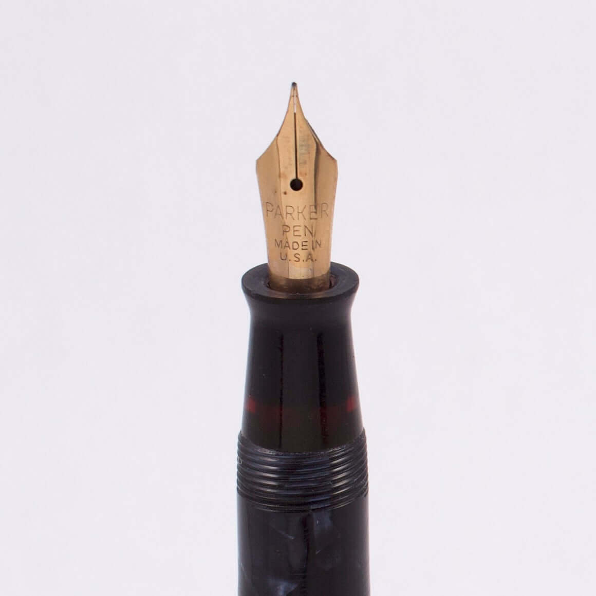 Parker Challenger, Blue Marble, Button Filler, Fine 14K Gold Nib, Restored Ozark Pen Shop
