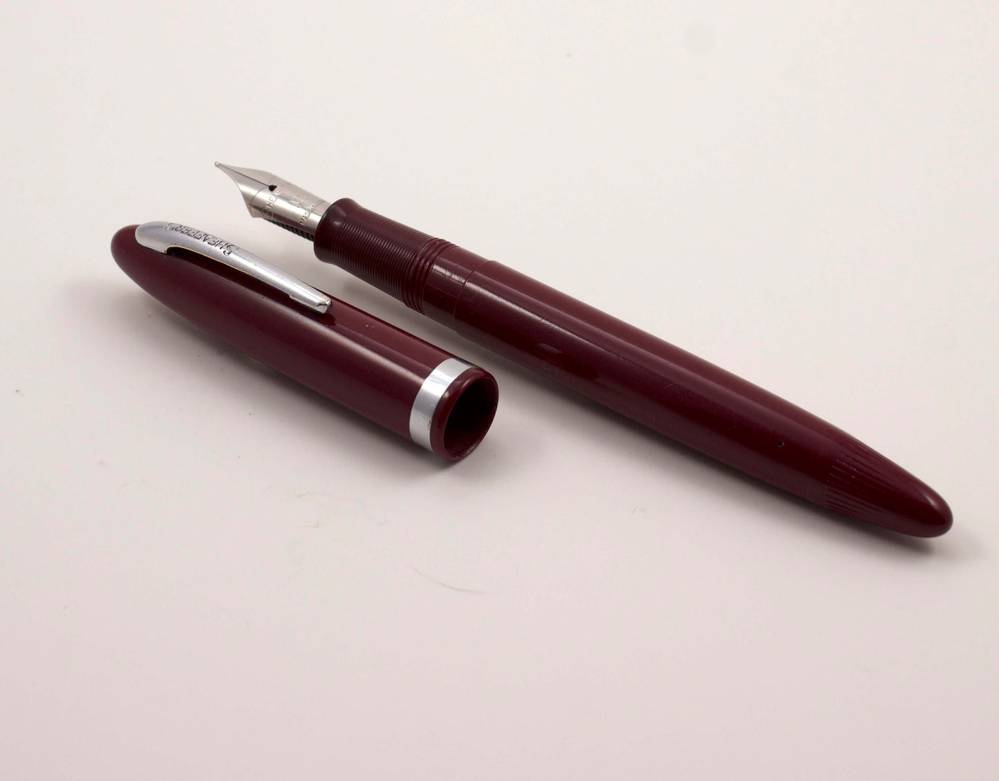 Sheaffer Tip-Dip Touchdown, Burgundy, 1950's Stainless Nib, M1 Medium Ozark Pen Shop