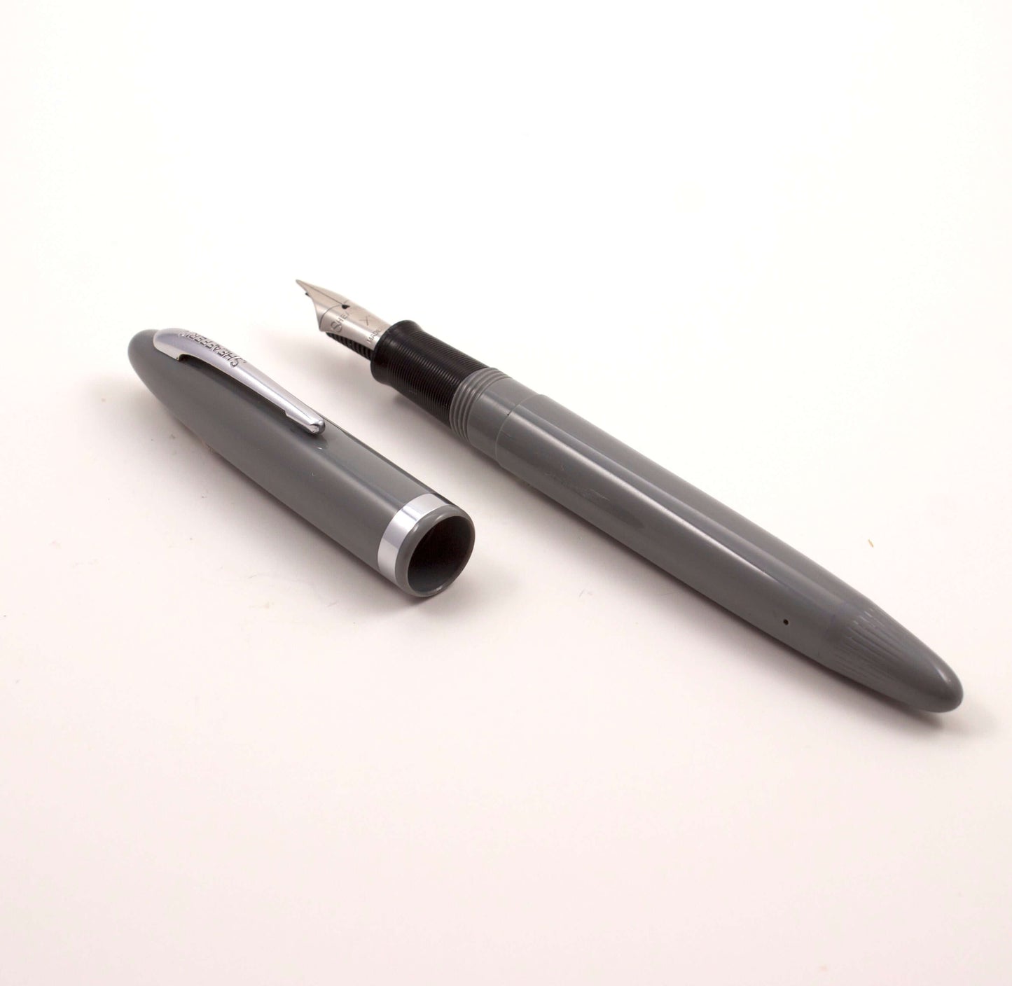 Sheaffer Tip-Dip Touchdown, Pastel Gray, 1950's Stainless Nib, X1 Extra Fine Ozark Pen Shop
