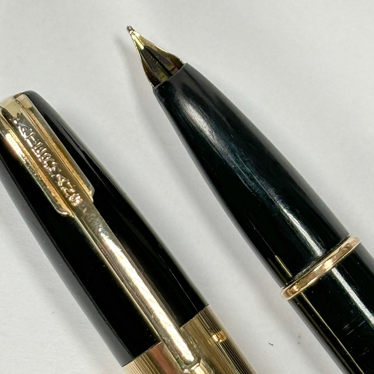 Waterman Taperite Citation, Restored Fountain Pen, Black with Gold Filled Trim, Lever Filler Ozark Pen Shop