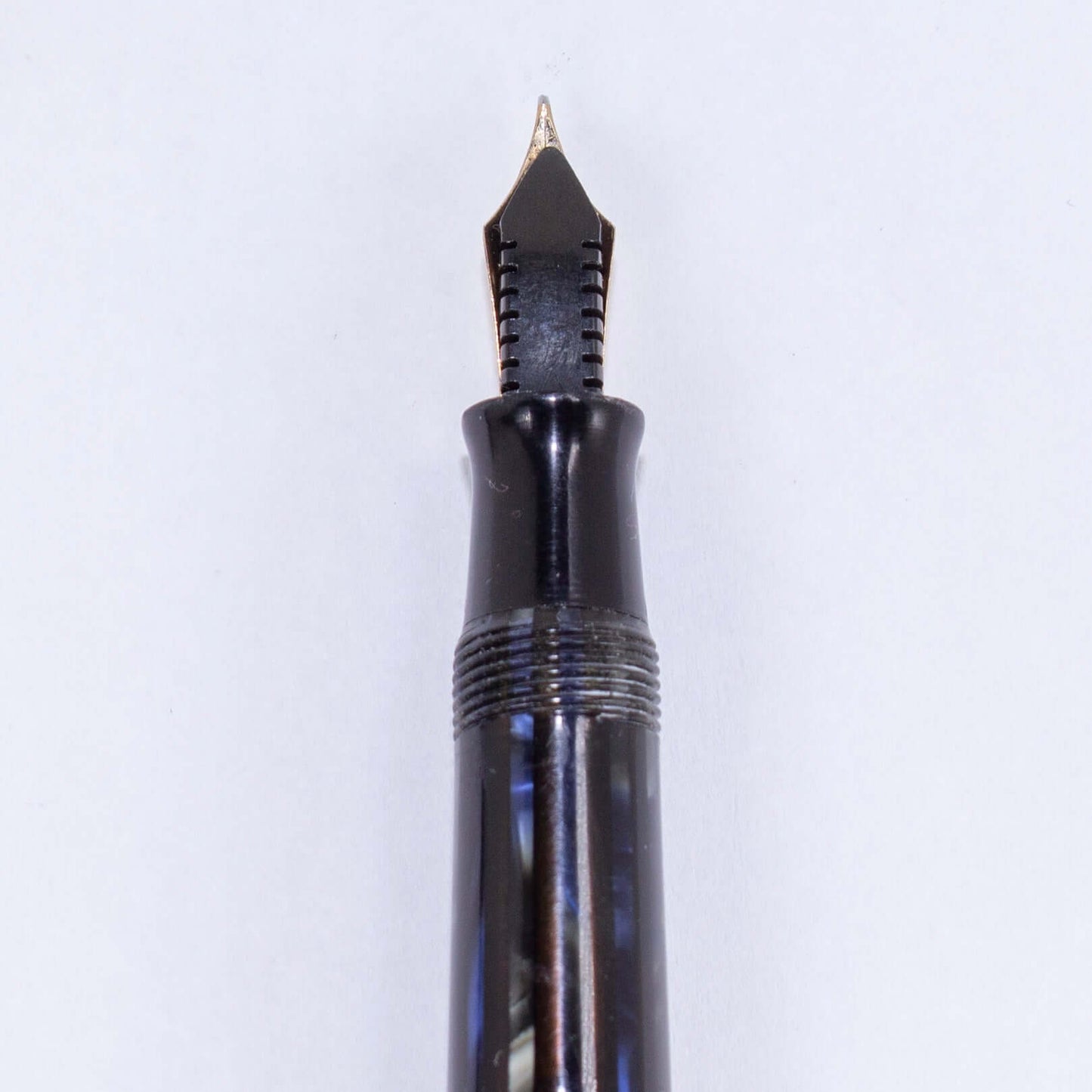 Parker Striped Duofold - "Duovac", Blue Pearl, 14K Gold Fine Parker Nib Ozark Pen Shop