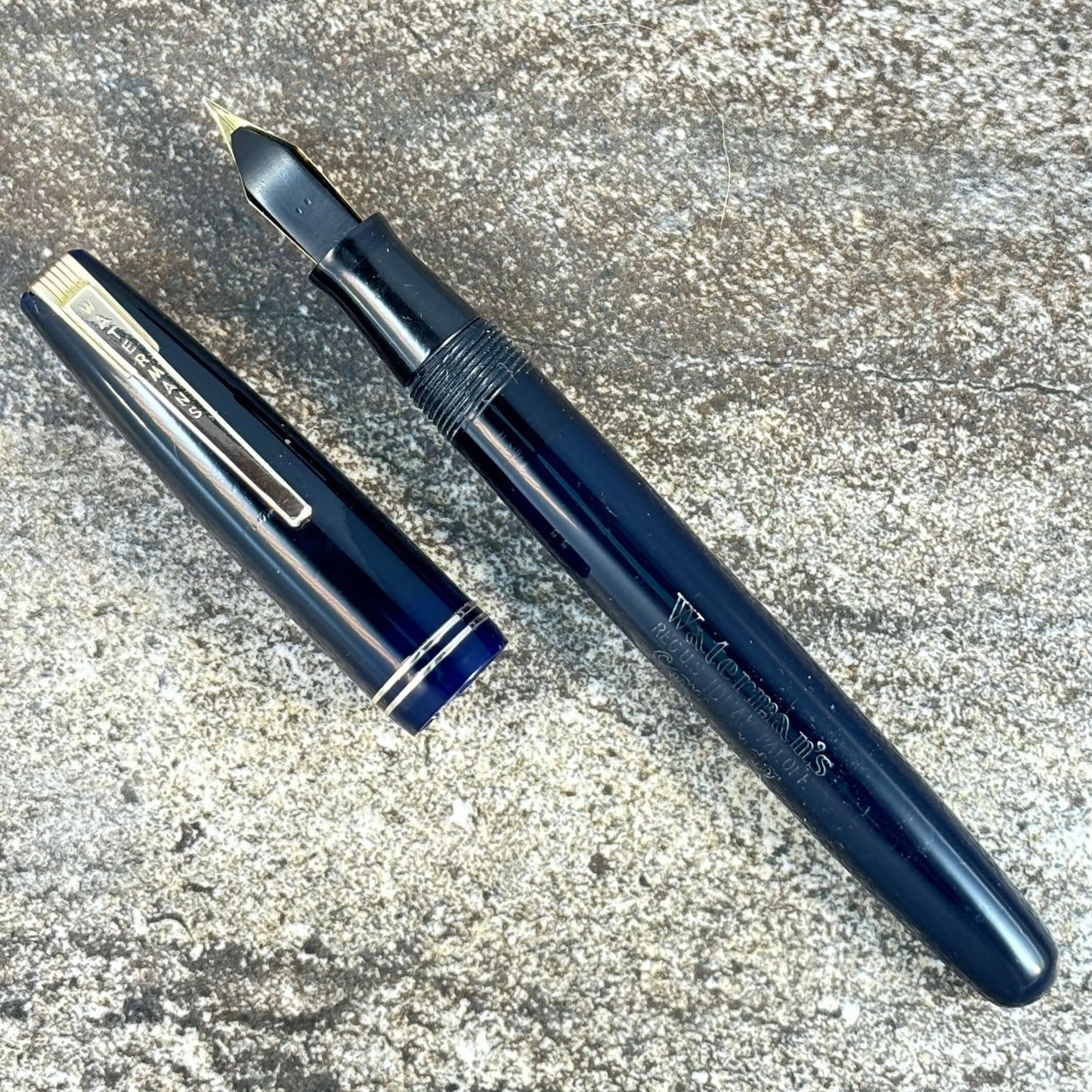 Waterman Commando Restored Fountain Pen, Dark Blue Lever-Filler, 14K Waterman Flexible Nib Ozark Pen Shop