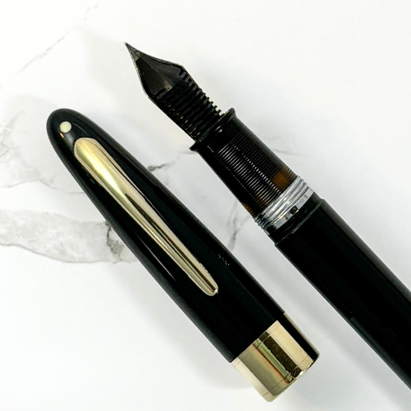 Sheaffer Fat Touchdown, large Two-tone Coventional open nib, fine. Ozark Pen Shop