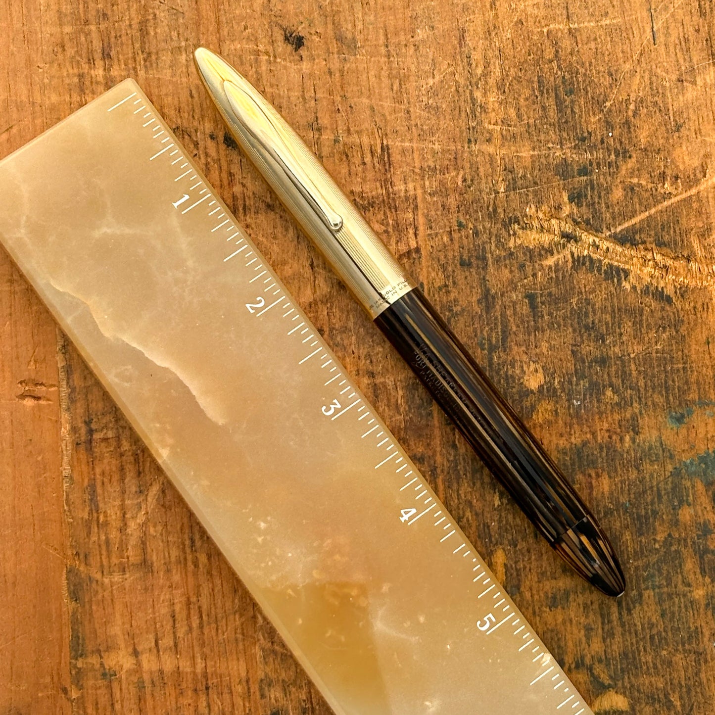 Sheaffer Triumph Crest; Golden Brown with Gold Filled Cap