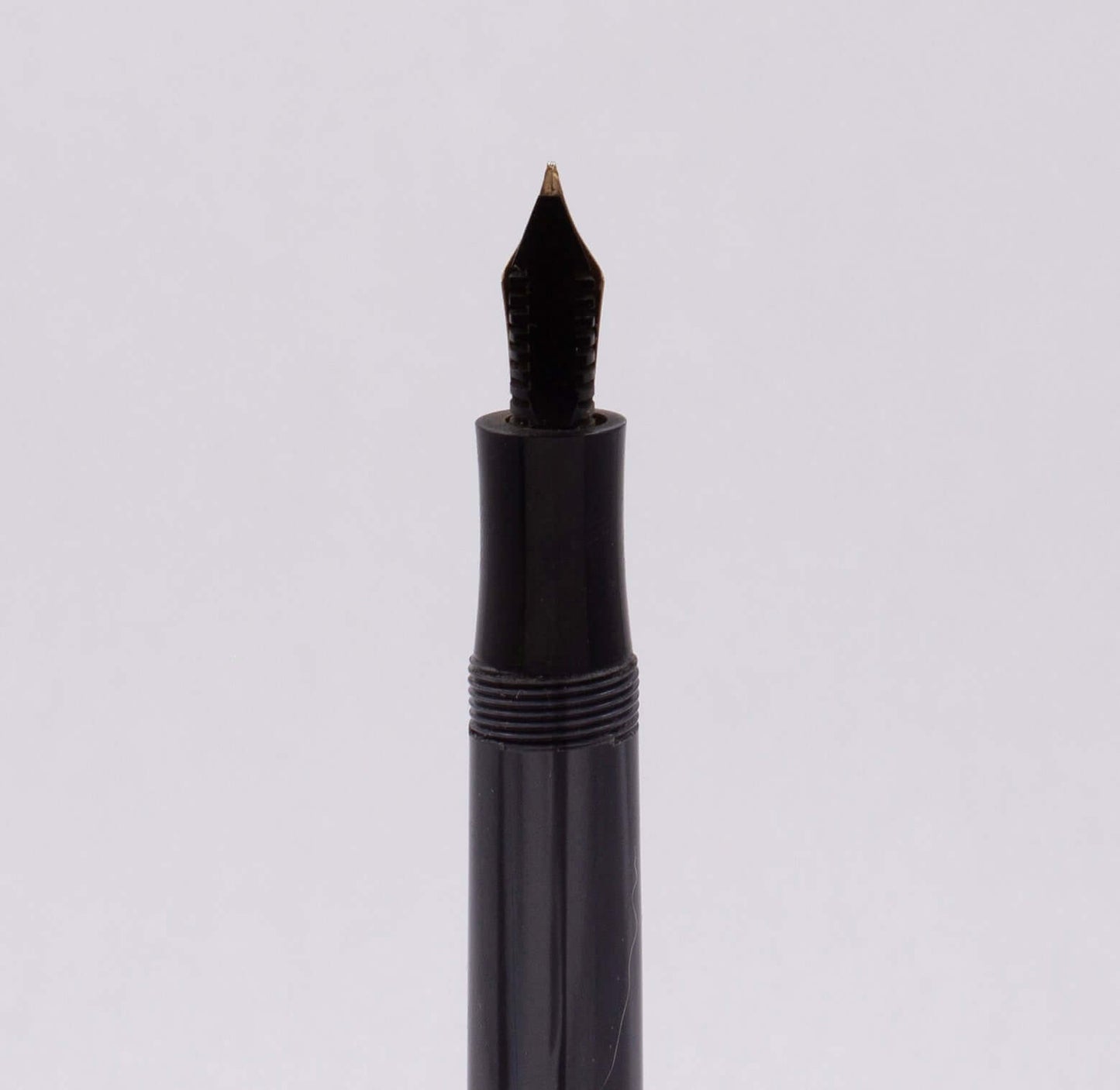 Merlin 33 Fountain Pen, Blue/Grey Striped, 14K Merlin Nib, Flexible, Button Filler with New Sac Installed Ozark Pen Shop