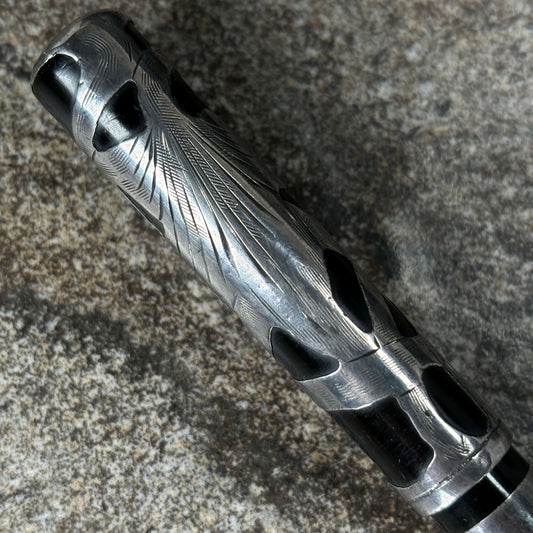 Waterman 16, Black Hard Rubber with .999 Fine Silver Overlay - Art Nouveau Filigree. #6 Ideal Nib, Eyedropper fill. Ozark Pen Shop