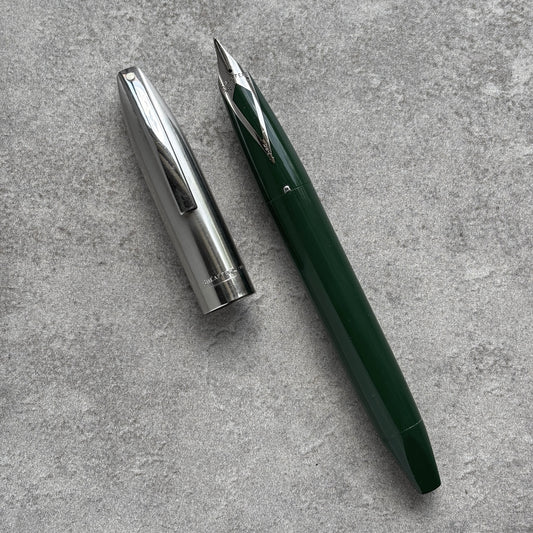 Sheaffer PFM II, Green with Steel Cap, Fully Restored, PdAg Inlaid Nib