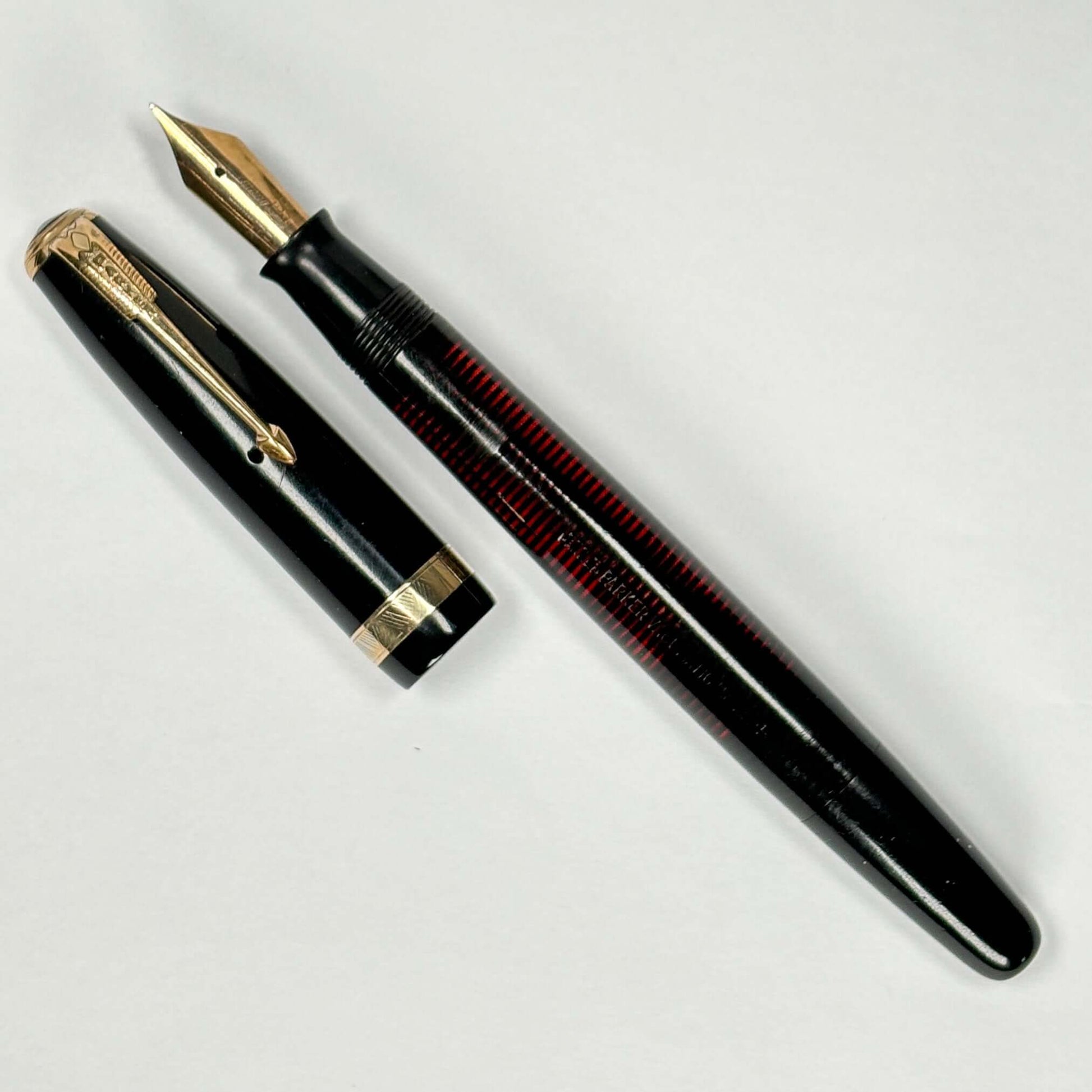 Black Parker Vacumatic Fountain Pen, Restored Vac-filler  Ozark Pen Shop