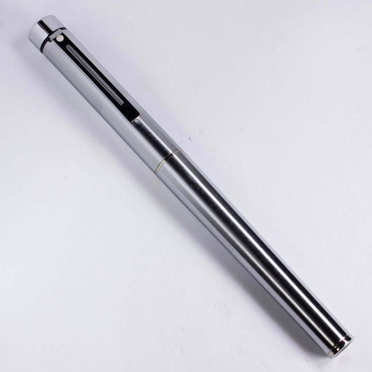 Sheaffer Targa Fountain Pen, Brushed Chrome, Steel Nib Ozark Pen Shop