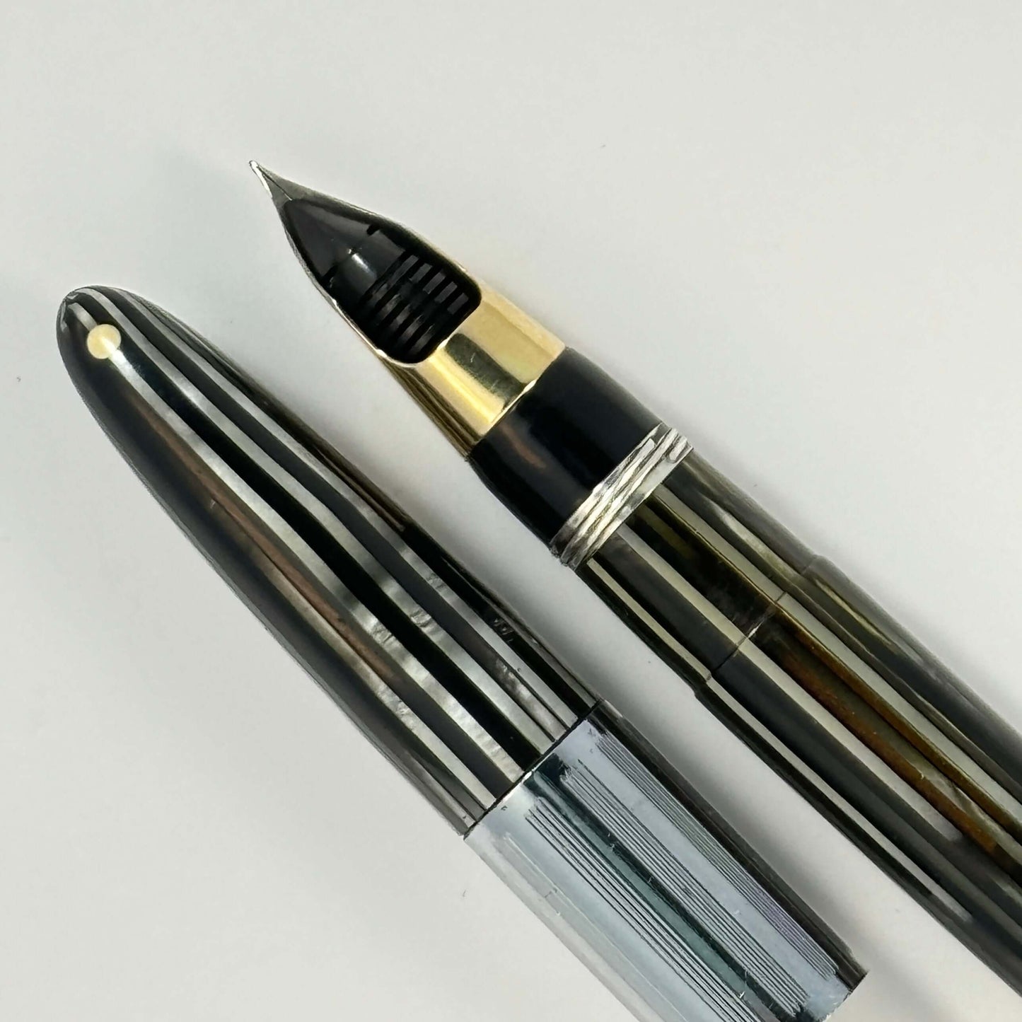 Sheaffer Triumph Tuckaway or "Tucky" Grey with Chrome Trim, Fine nib Ozark Pen Shop