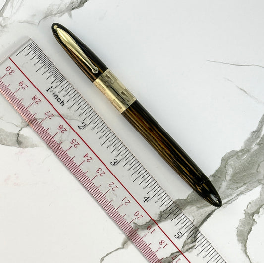 Golden Brown. Sheaffer Triumph with an Extra-wide cap Band; Vac-fil