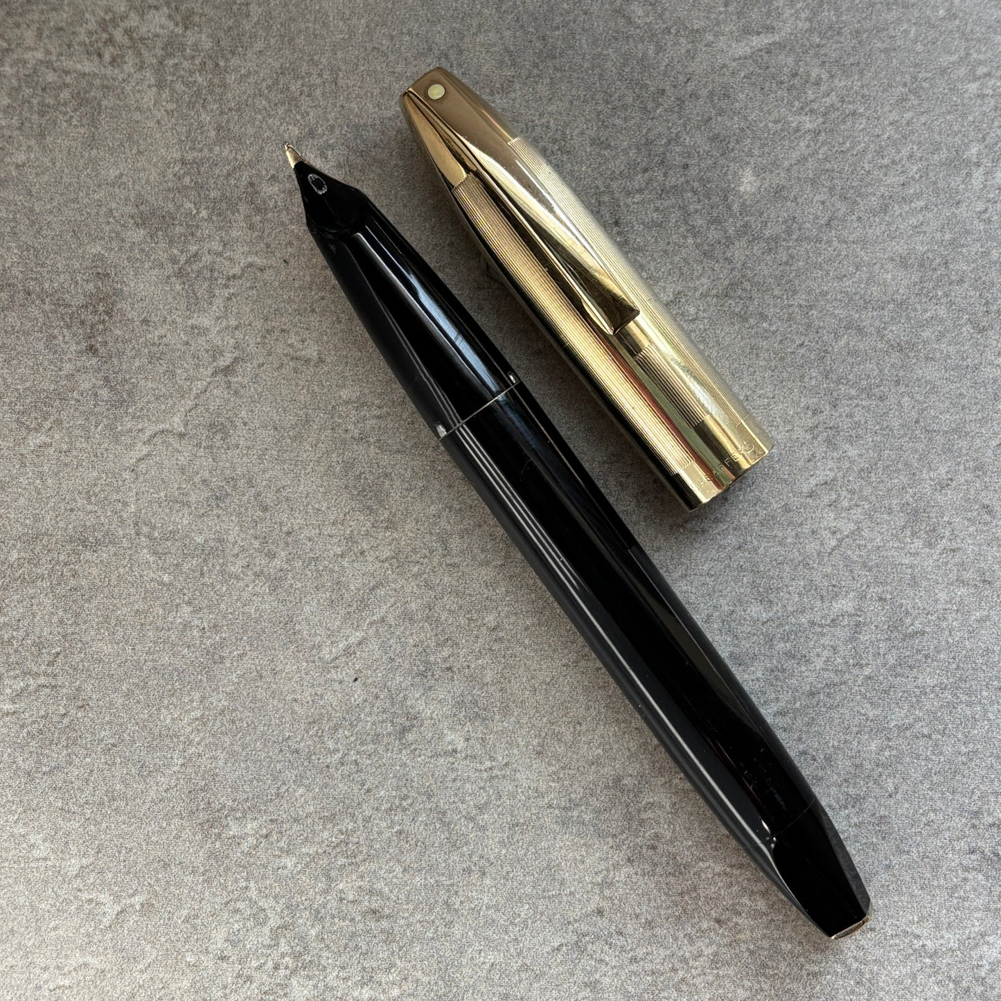 Sheaffer PFM V, Black with Gold Filled Cap, Medium Nib