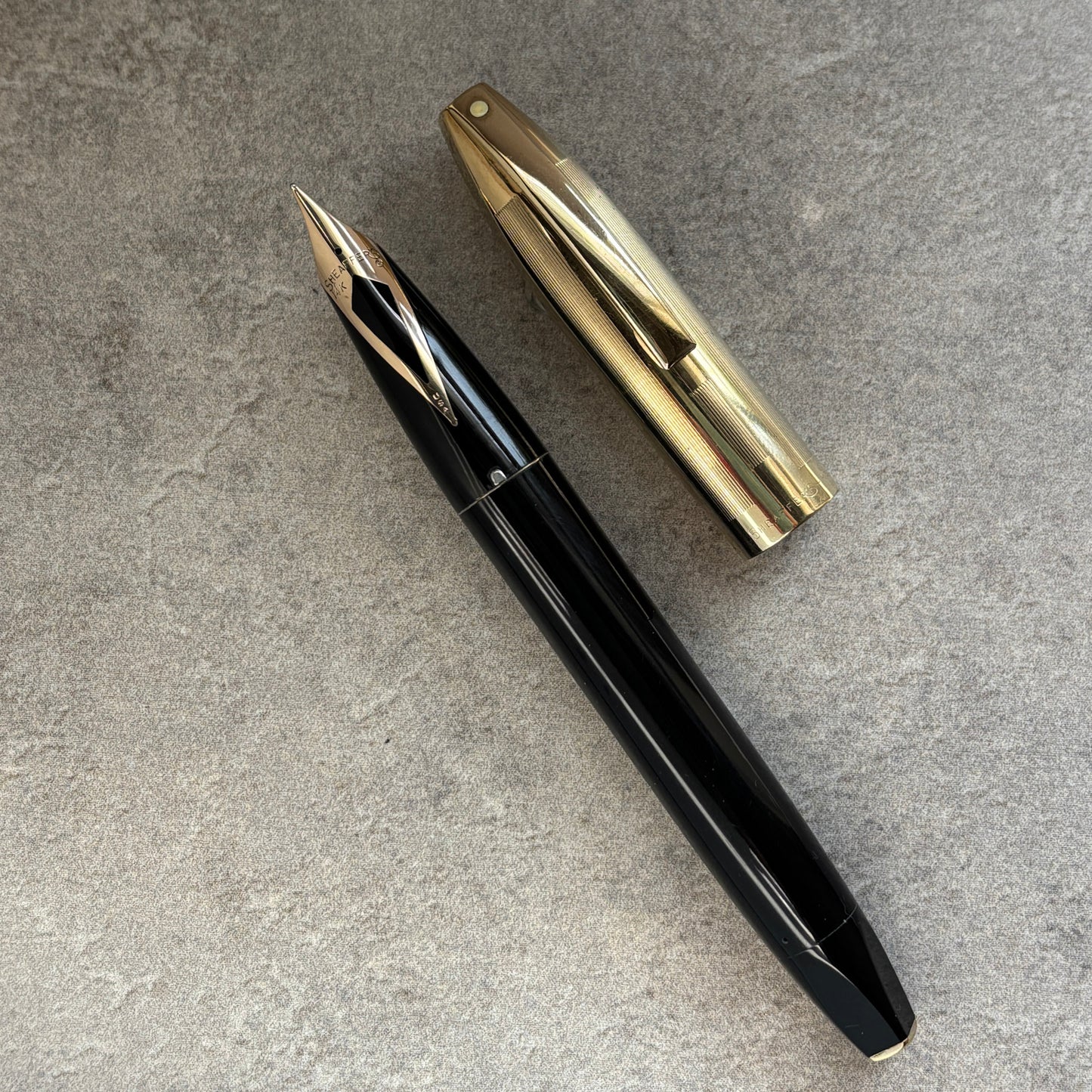 Sheaffer PFM V, Black with Gold Filled Cap, Medium Nib