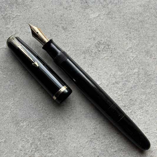 Parker Vacuumatic Sub-Debutante, Fine 14K Parker Nib, Black Fountain Pen