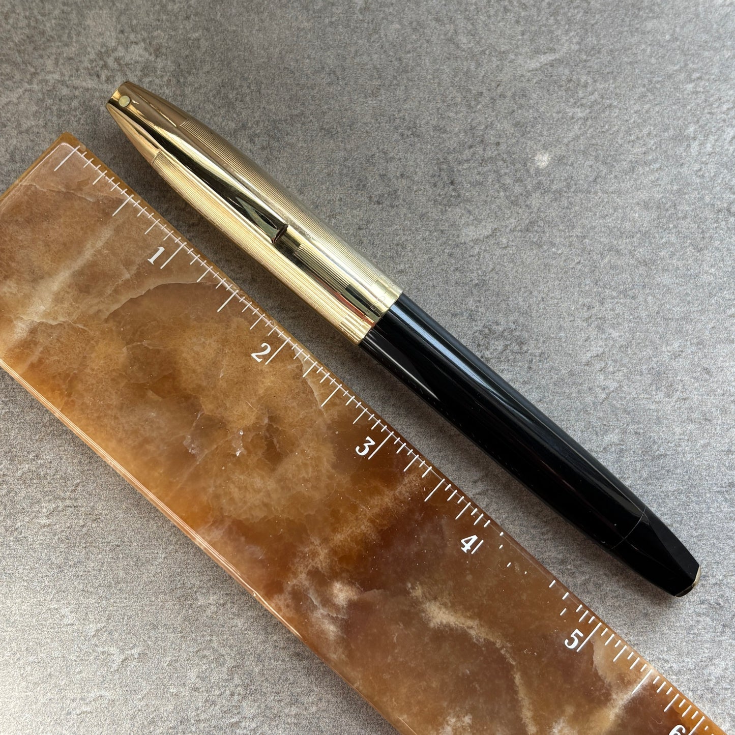 Sheaffer PFM V, Black with Gold Filled Cap, Medium Nib
