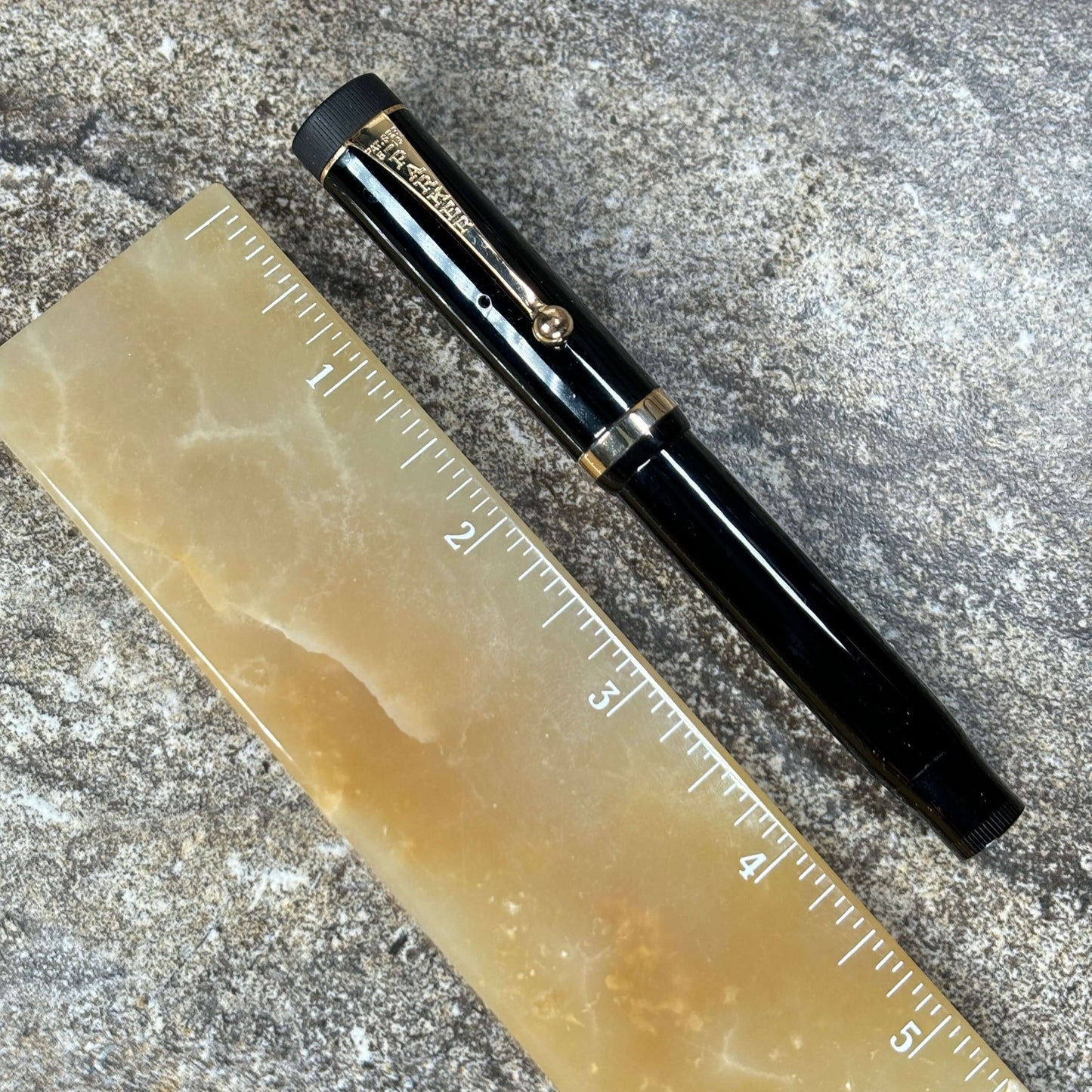 Parker Duofold, JR Fountain Pen, Black with Single Raised Band, Button Filler, Medium Wet nib Ozark Pen Shop
