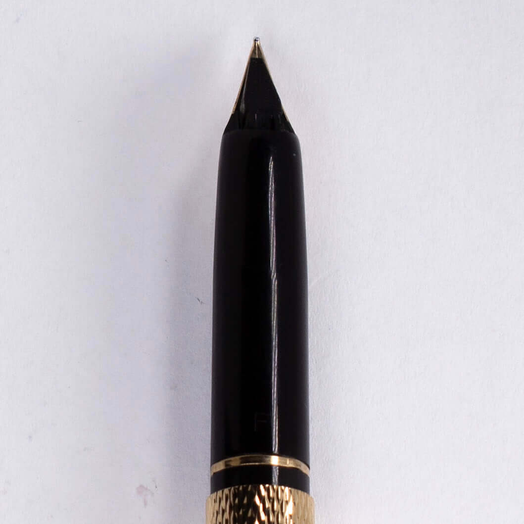 Sheaffer Slim Targa Fountain Pen, 23K Electroplate Finish in a Deep-Cut Barley Corn Pattern, 14K Fine Nib Ozark Pen Shop