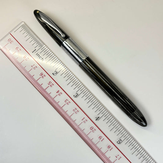 1940s Sheaffer Triumph Vac-fil, Extra-wide cap Band, Pearl Grey with Chrome trim. Medium Two-tone Nib  Ozark Pen Shop