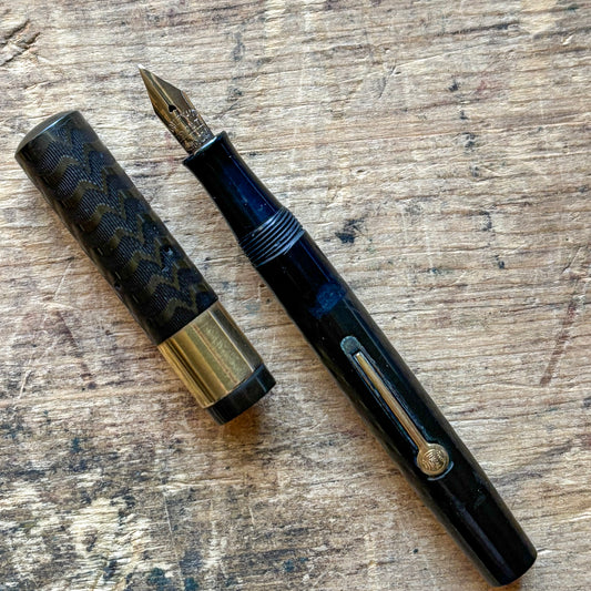 Waterman 52V Black Hard Rubber, Gold-Filled Trim, Flexy 14K Waterman Nib