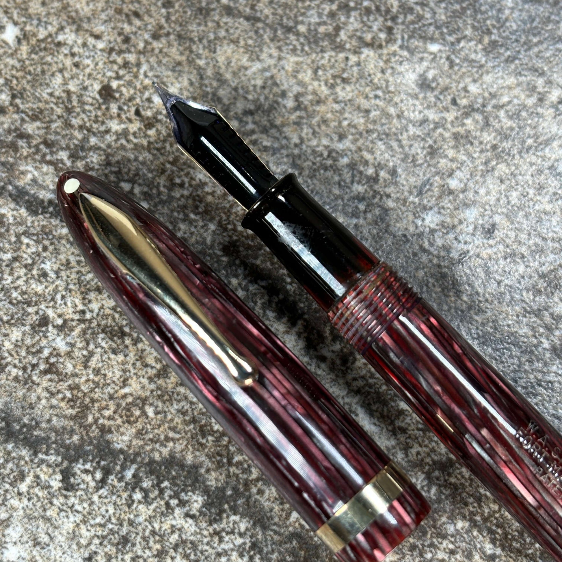 Sheaffer Lifetime Balance, Medium Short Slender Rose Glow, 14K Lifetime nib. Restored Lever Filler  Ozark Pen Shop