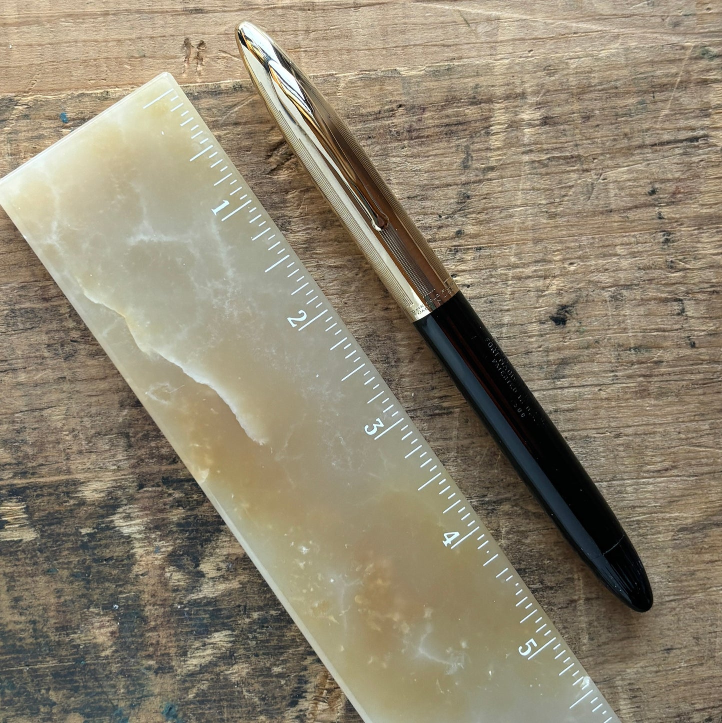 Sheaffer Crest, Vac- Fil, Black with Gold Filled Cap, 14K Two-tone Nib, Restored