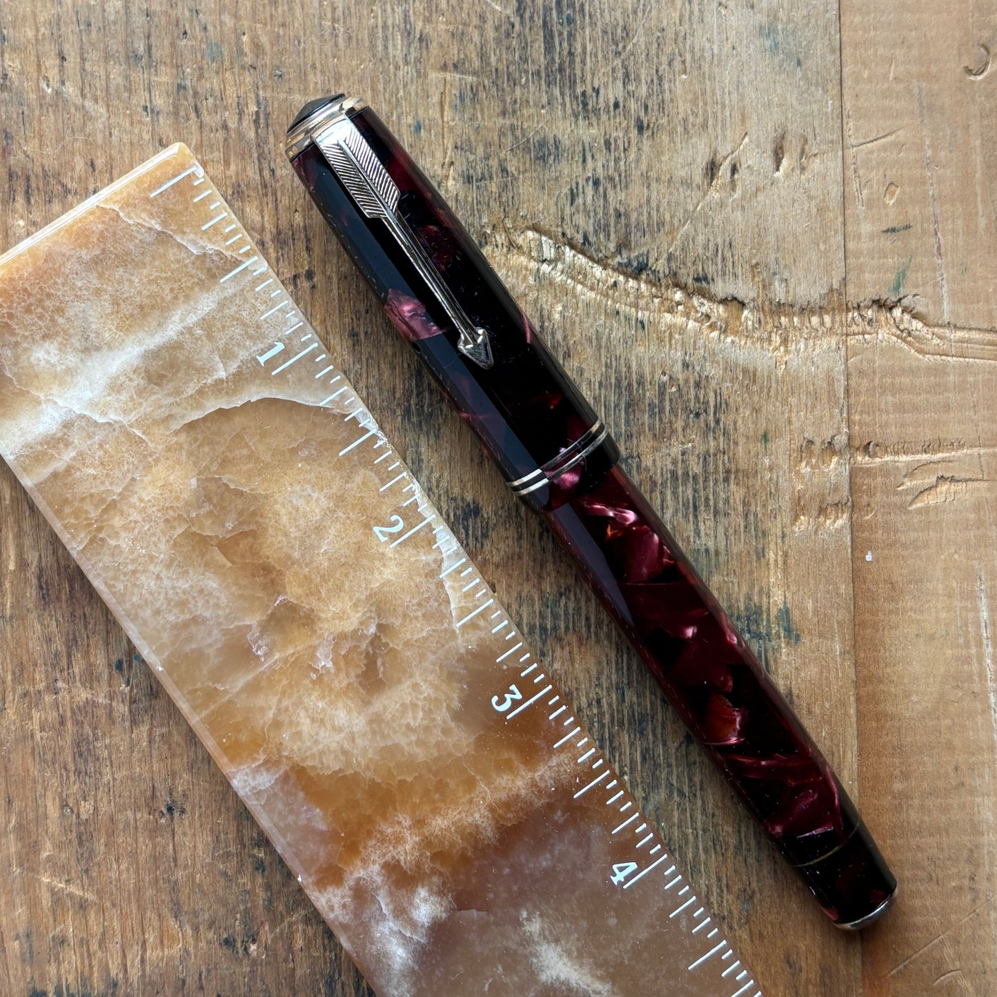 Double Jewel Parker Vacumatic JR; Burgundy with Gold-filled Trim