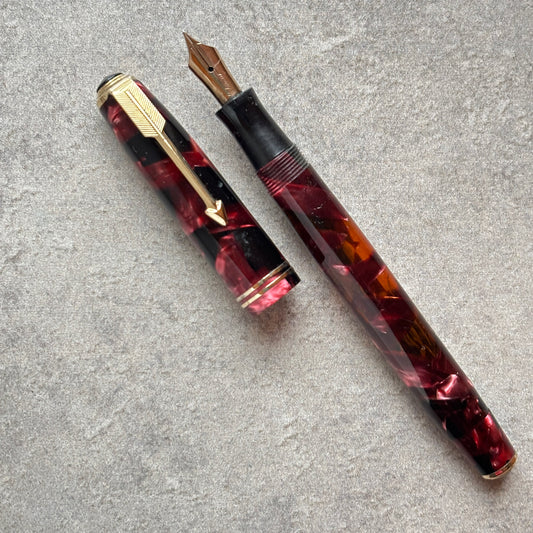 Double Jewel Parker Vacumatic JR; Burgundy Marble
