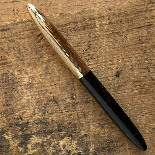 Sheaffer Crest, Vac- Fil, Black with Gold Filled Cap, 14K Two-tone Nib, Restored