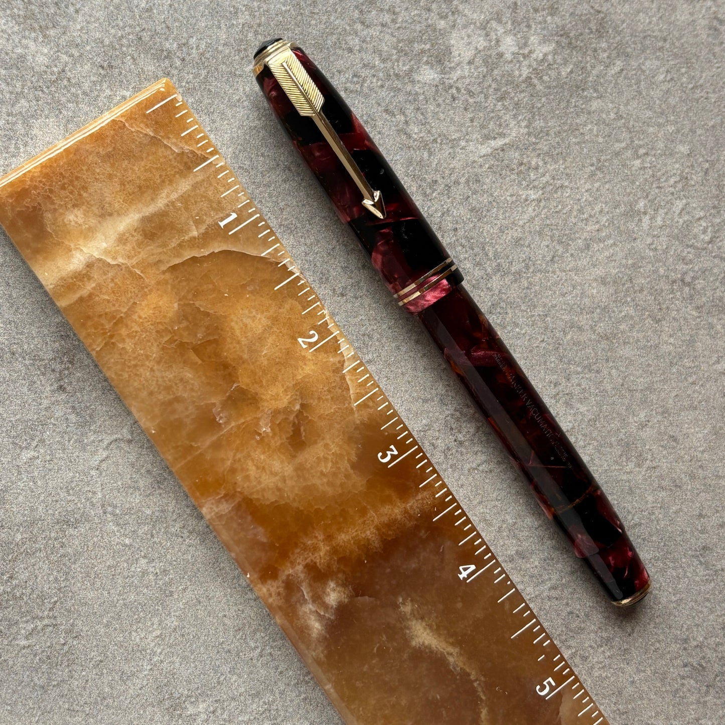 Double Jewel Parker Vacumatic JR; Burgundy Marble