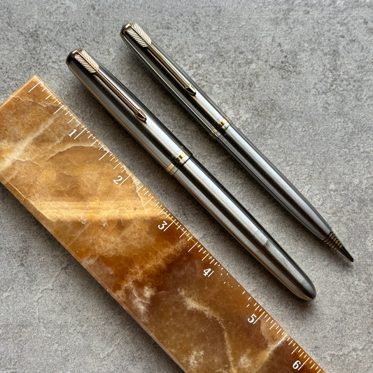 Parker 51 Flighter Set. Fountain Pen/Pencil set, Gold Plated Trim