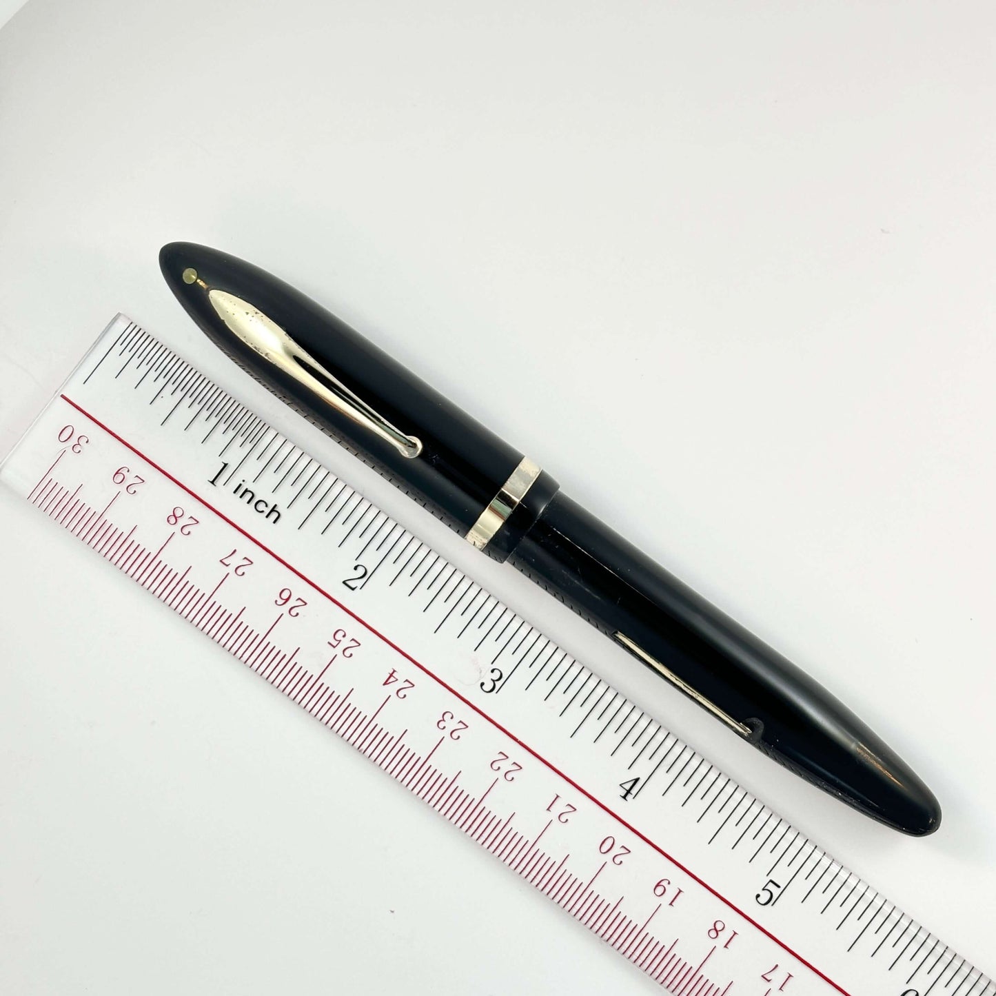 Oversize Sheaffer Balance, Black, 14K Lifetime Fine nib, Restored Lever Filler Ozark Pen Shop