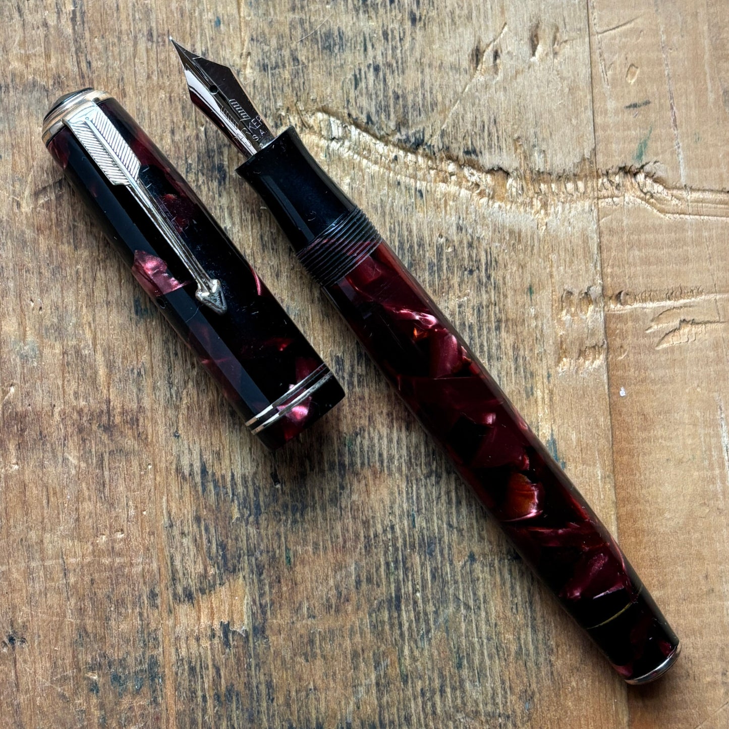 Double Jewel Parker Vacumatic JR; Burgundy with Gold-filled Trim