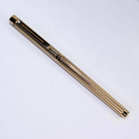 Sheaffer Slim Targa Fountain Pen, 23K Electroplate Finish in a Deep-Cut Barley Corn Pattern, 14K Fine Nib Ozark Pen Shop