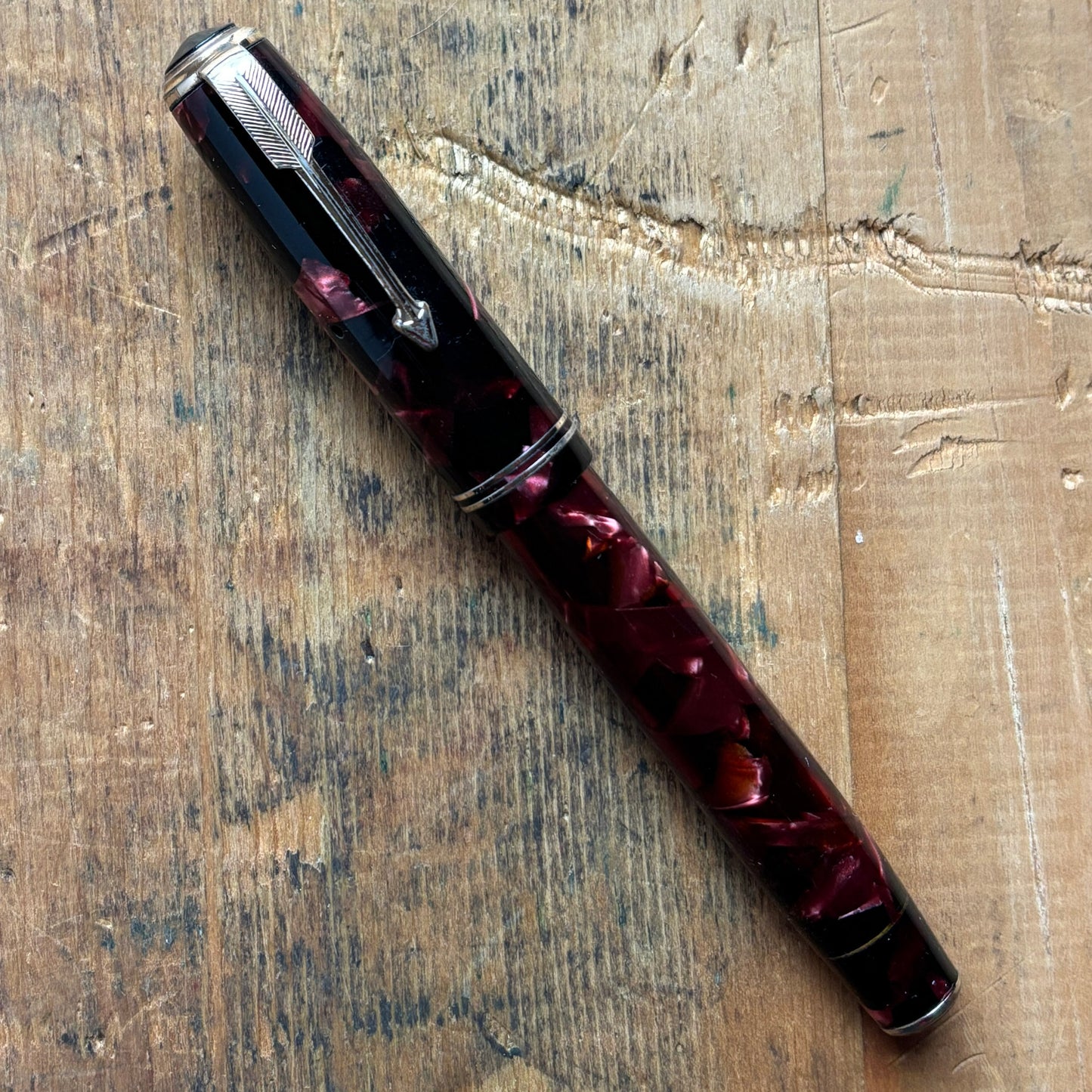 Double Jewel Parker Vacumatic JR; Burgundy with Gold-filled Trim