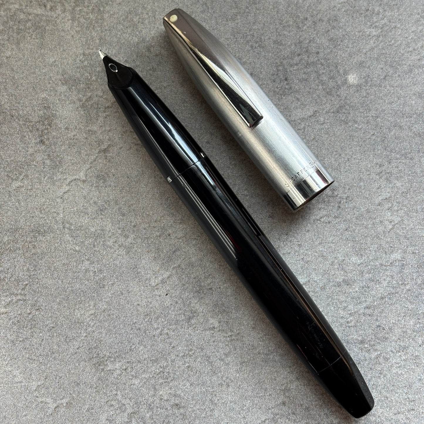 Sheaffer PFM II, Black with Steel Cap, Fully Restored, PdAg Inlaid Nib