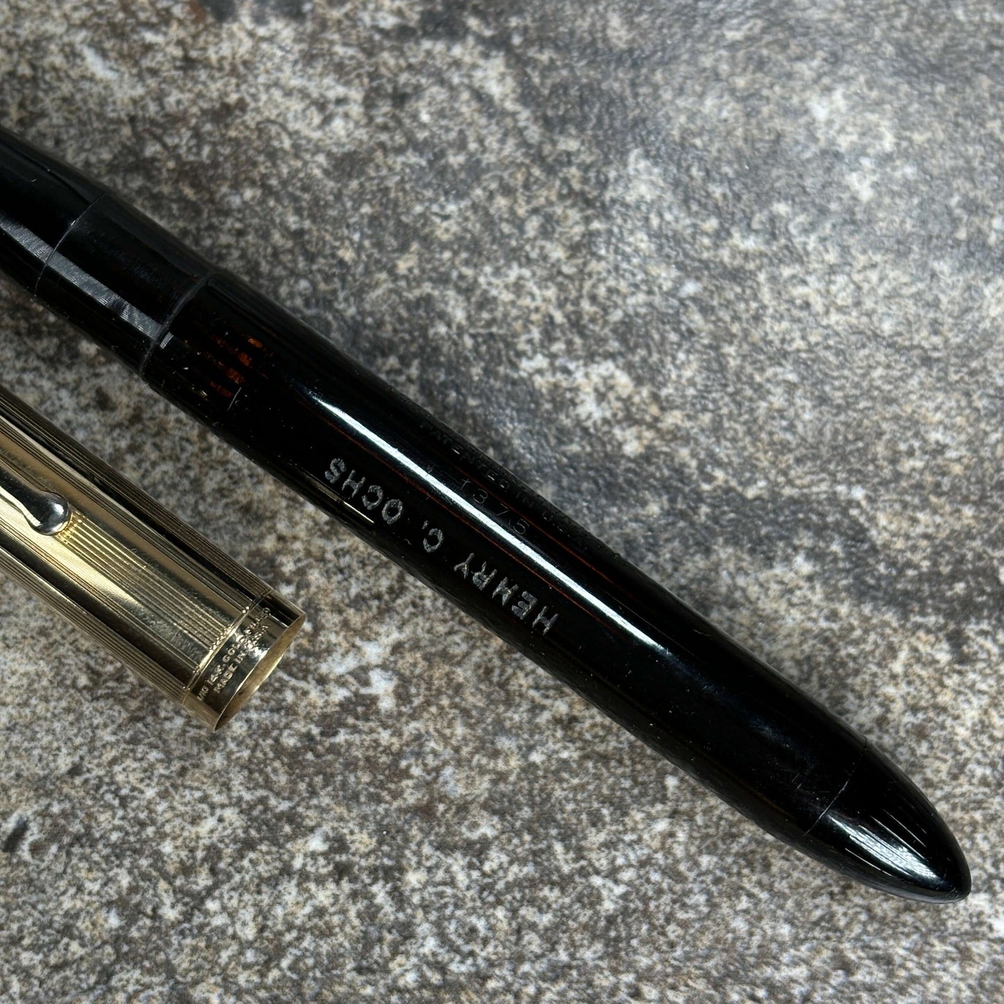 Sheaffer Crest, Restored Vac- Filler, Black with Gold Filled Cap, 14K Two-tone Nib Ozark Pen Shop