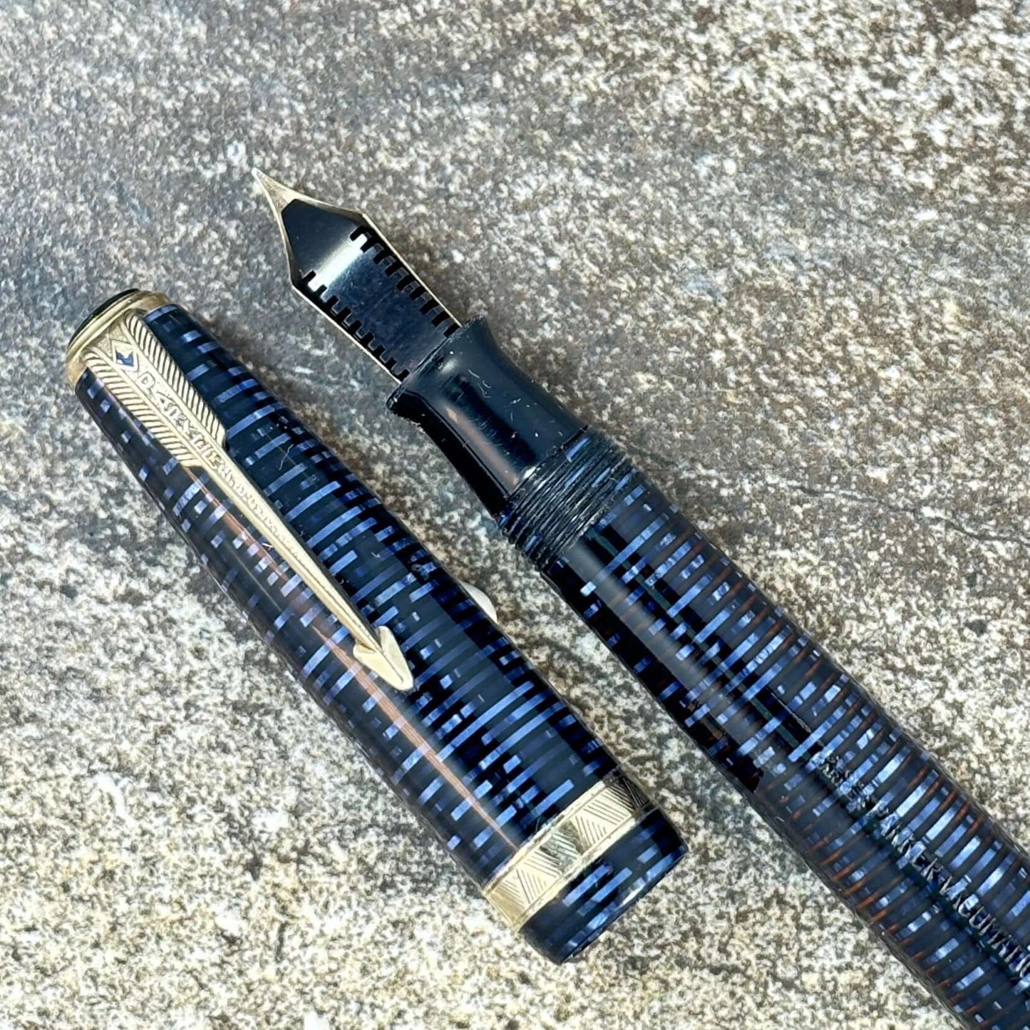 Parker Vacumatic DeButante, Azure Blue, Blue Diamond Split Arrow Clip, 14K Med-Fine Parker Nib Ozark Pen Shop