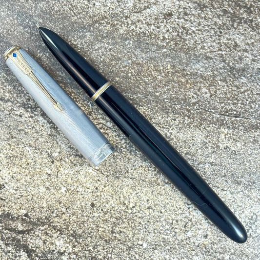 Parker 51 Vacumatic, Black Barrel with Sterling Silver Cap; Fully Restored Fountain Pen Parker 51 Fountain Pen Ozark Pen Shop