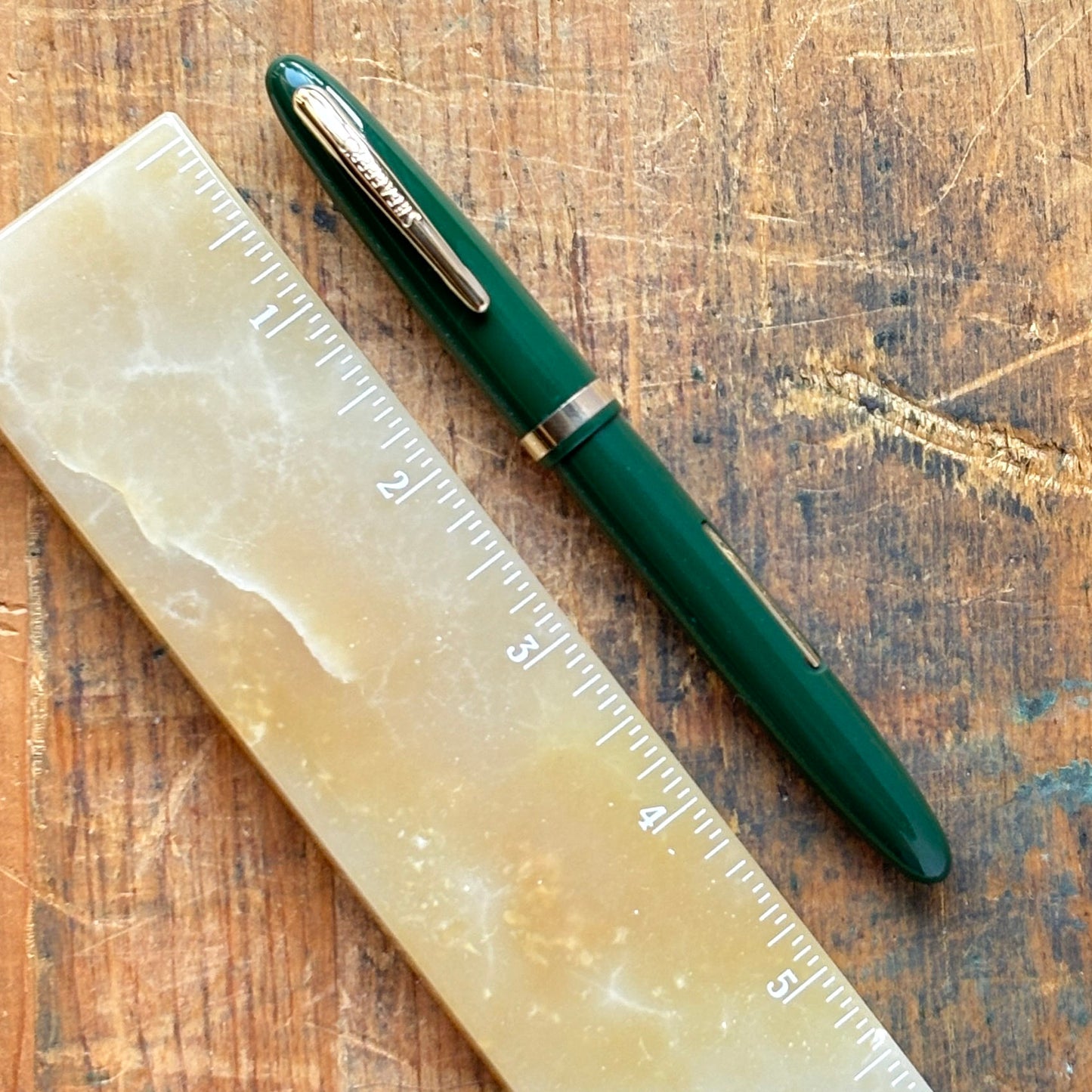 Sheaffer Cadet 23, Green with Gold-filled Trim, Restored Lever-fill