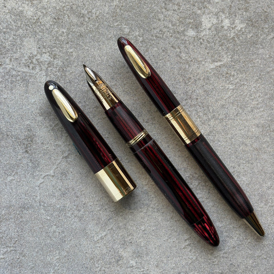 Sheaffer Valiant Pen/Pencil Set, Carmine Red with Gold-Filled Trim