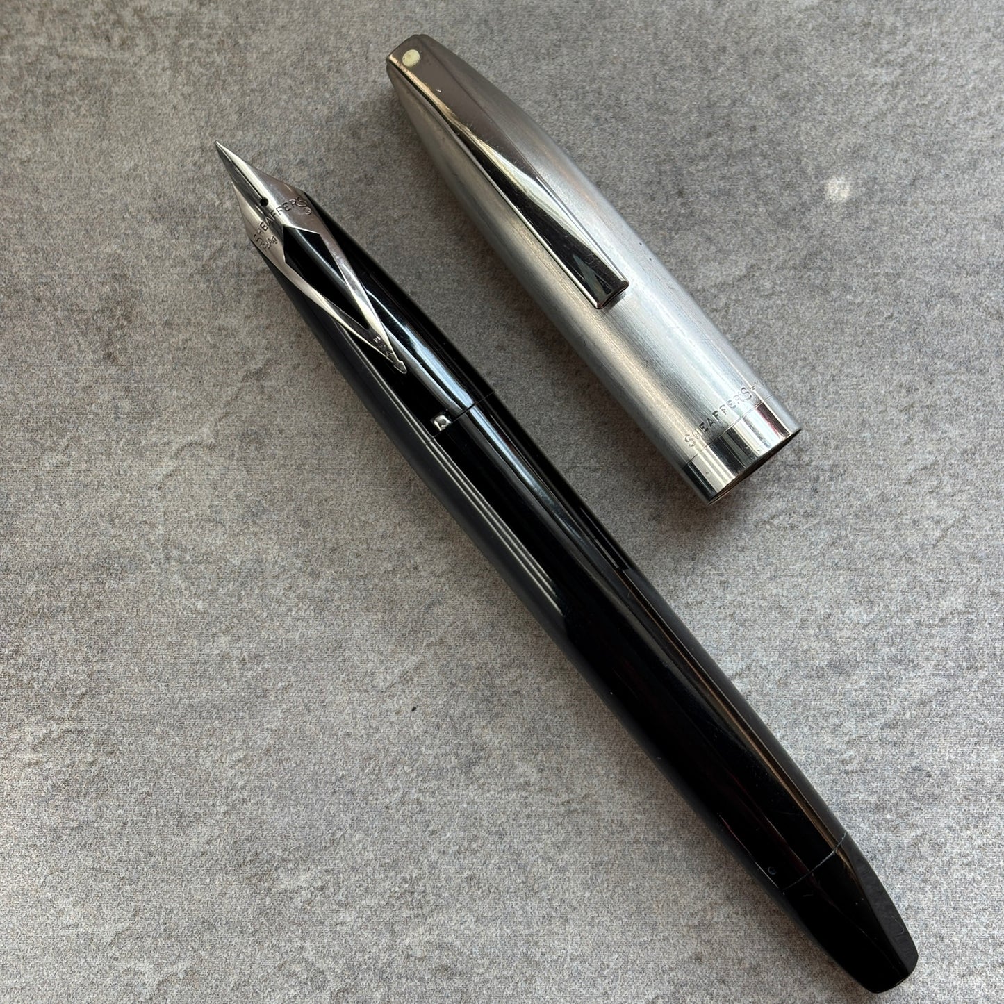 Sheaffer PFM II, Black with Steel Cap, Fully Restored, PdAg Inlaid Nib