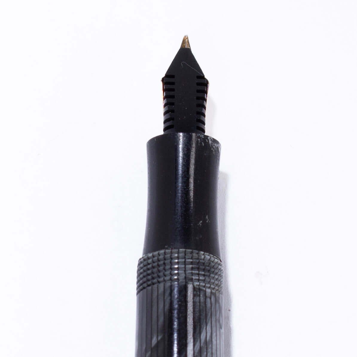 Merlin 33 Fountain Pen, Grey Pearl, Gold Trim 14K Merlin Nib, Flexible, Button Filler with New Sac Installed Ozark Pen Shop
