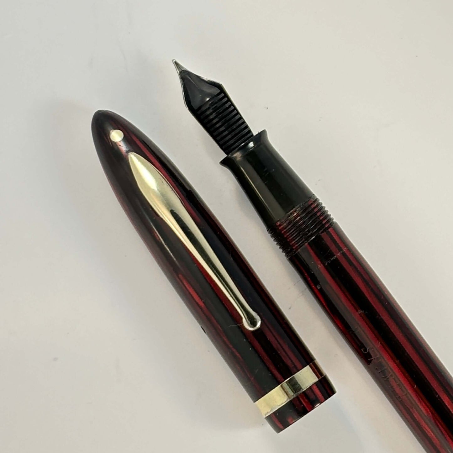 Sheaffer Balance Fountain Pen, Carmine Red Vac-Fil, Lifetime Two-tone Medium Nib Ozark Pen Shop