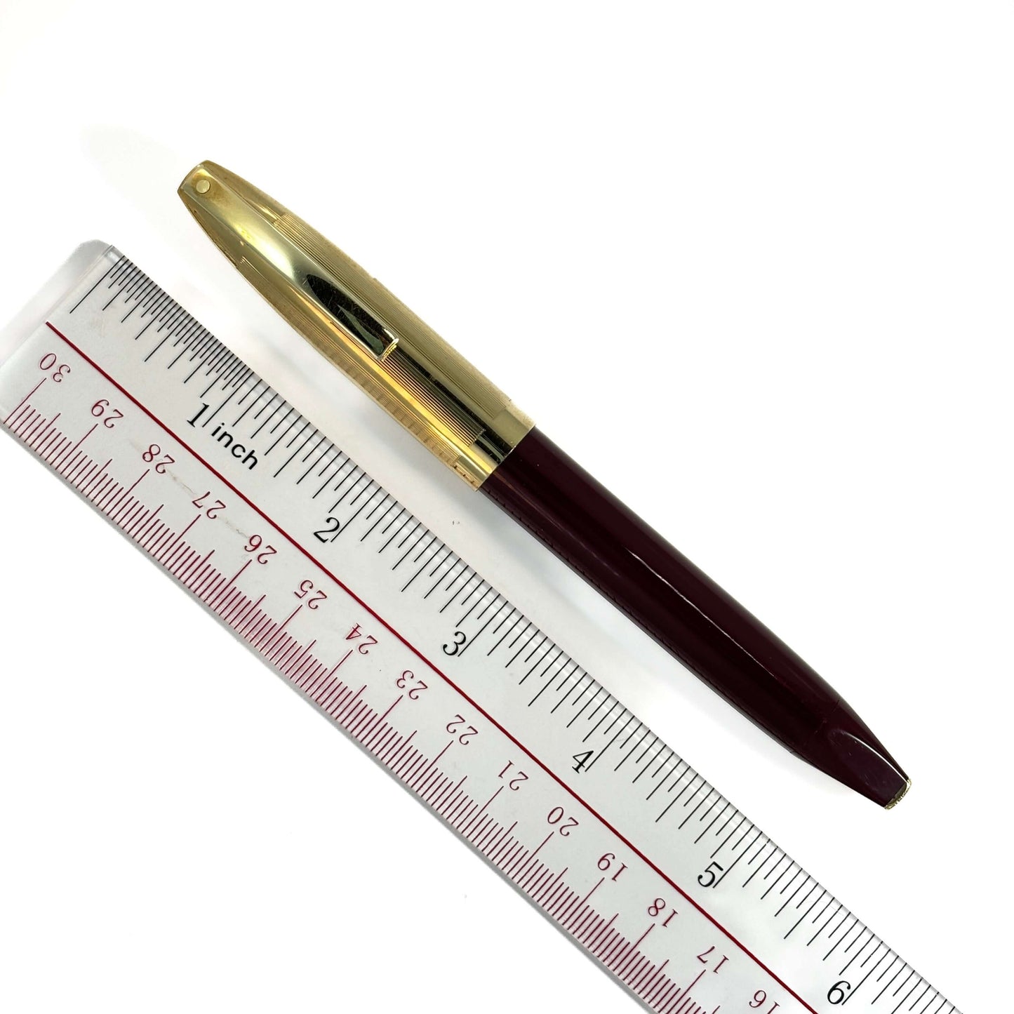 Sheaffer PFM V, Fully Restored in Burgundy with Gold Filled Cap and 14K Inlaid Smooth Broad Nib Ozark Pen Shop