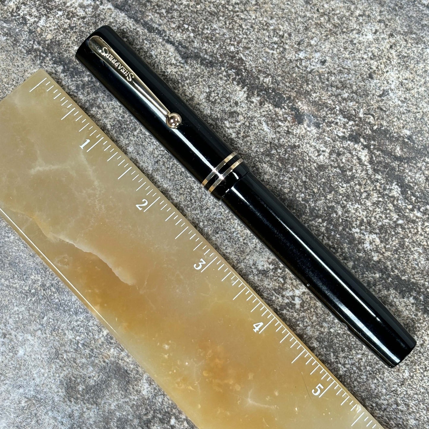 Sheaffer Flat Top Lifetime Fountain Pen, Oversized Black with a Large Lifetime 14K Medium Nib and Gold filled Trim Ozark Pen Shop